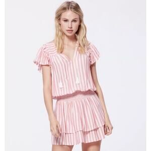 PAIGE Pink and White Striped Mini Dress